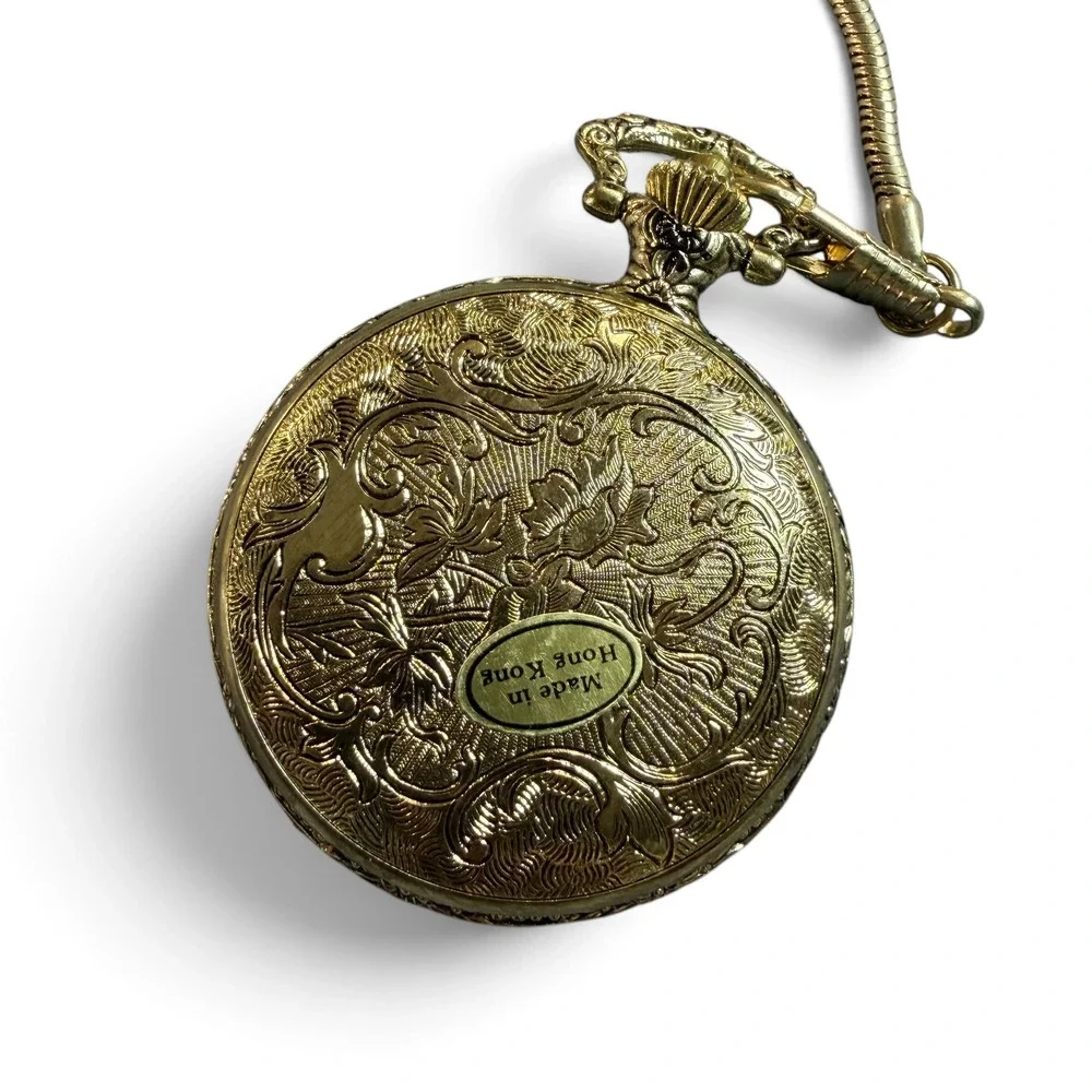 American Historic Society Kansas City Railroad Pocket Watch Gold Tone Quartz